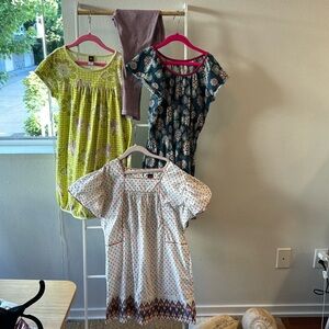 Tea Collection lot bundle of three dresses and one capri pant girls size 10